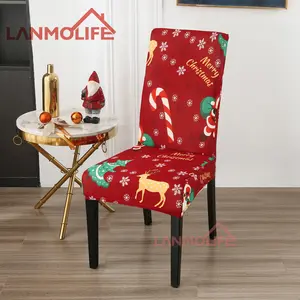 Promosyon noel elastik yemek sandalye kılıfı toz geçirmez gerilebilir ve yıkanabilir düğün ziyafet sandalye kullanımı için noel dekoru