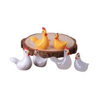 Enfants Miniature dessin animé 3D coq et poule poulet brillant lumineux Aquarium jouet Mini résine animaux Figurines en vrac pour Mini