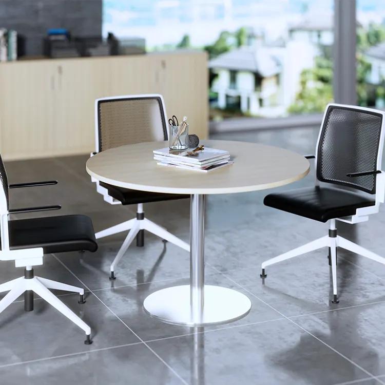 Mesa de cocina redonda blanca hecha de tablero de melamina Mesa redonda moderna Mesa de centro de negociación pequeña