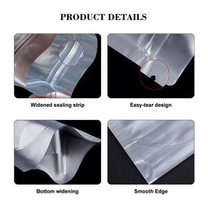Bolsas con cierre de cremallera resellables de papel de aluminio de gran tamaño de 100 piezas, sellado térmico a largo plazo para embalaje de goma de mascar, almacenamiento de alimentos - Product Image 4