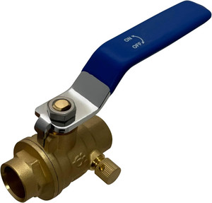 Robinet à bille en laiton à raccordement à sertir 1/2 pouce, à passage plein, à quart de tour, avec bouchon de vidange pour système de chauffage de l'<span class=keywords><strong>eau</strong></span> - Product Image 1