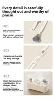 Kit de brosses de nettoyage de biberons portable 6-en-1 avec brosse en silicone, support de séchage, brosse pour tétines, brosse pour pailles, distributeur de savon et boîte de rangement