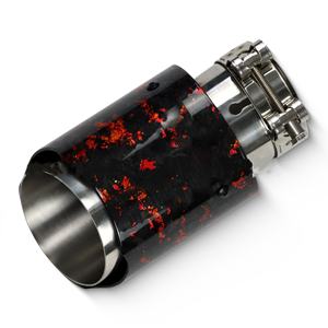 Nouveau embout d'<span class=keywords><strong>échappement</strong></span> universel pour automobile en acier inoxydable avec motif forgé en fibre de carbone et feuille d'or rouge, 1 pièce - Product Image 4