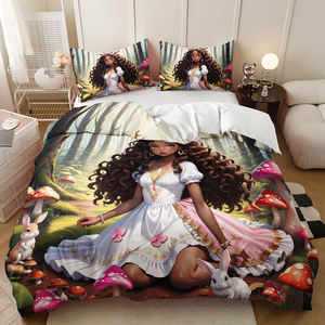 Ensemble de housse de couette en polyester haute définition personnalisable moderne imprimé avec une fille hip-hop à bulles de rivière étoilée violette - Product Image 4