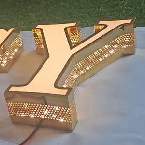 Biểu Tượng Tùy Chỉnh Thiết Kế Shinny <span class=keywords><strong>3D</strong></span> Glow Acrylic Thư Kim Loại Kinh Doanh Cửa Hàng Biển Hiệu <span class=keywords><strong>3D</strong></span> LED Thư Đăng Board Cho Ngoài Trời Biển - Product Image 3