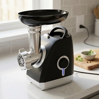 Hachoir à viande électrique élégant noir et blanc avec moteur en cuivre et aluminium, machine multifonctionnelle pour la cuisine domestique