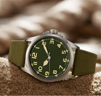 Reloj de Pulsera Automático para Hombre, Color Verde Militar, Marcas Famosas, Cristal de Zafiro Bronce, Moderno, Acepta Marca OEM, 10 BAR