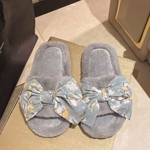 Factory Direct Sales PVC Sole Fashion Bow Slippers Flannel Warm Slippers for Autumn and Winter With Factory Latest - Product Image 2