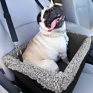 Pet Travel Carrier Bag Foldable Metal Frame Dog Booster Seat With Storage Pocket and Free Safety Belt