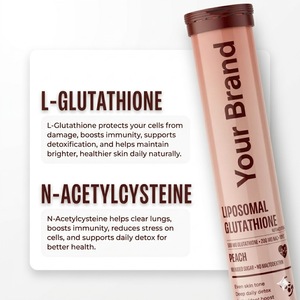 Comprimés effervescents de glutathion liposomal saveur pêche, antioxydant, détoxifiant, éclaircissant pour la peau, soutien immunitaire, paquet de 20 comprimés - Product Image 2