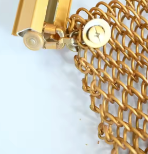 וילון רשת אלומיניום זהוב אלגנטי ישירות מהמפעל - וילון שרשרת לעיצוב פנים ומסך אח - Product Image 2