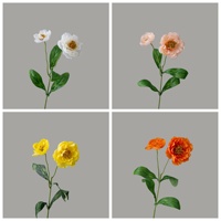 Buket Bunga Poppy Buatan Gaya INS dengan Daun Rosemary Buatan Tangan untuk Dekorasi Pernikahan, Natal, Rumah & Luar Ruangan