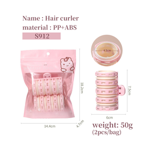 Version anglaise Stylish Pink Hair Roller Fluffy Top Curls Heatless Nylon Plastic 2pcs Bangs Hair Bigoudi Lady's Cold Hairdressing - Product Image 3