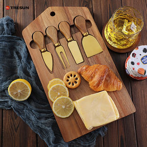 Juego de 4 Cuchillos para Queso de Madera de Acacia, Mini, con Tabla de Charcutería de Acero Inoxidable y Herramientas para Queso, Disponible en Stock - Product Image 5