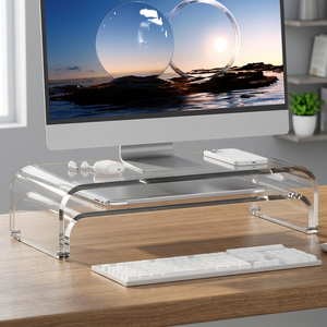 YG Acrylic Dual Monitor Stand Riser 2-Tier Modular <b>Laptop</b> Stand Wall Mount Pillow Form Factor <b>Desk</b> Multifunctional Desktop - Product Image 4