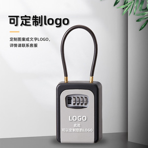 Steel <b>Wire</b> Hook Key Box Black Gray Zinc Alloy Resettable Combination Lock For Outdoor Office Use - Product Image 3