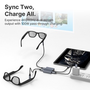 สถานีเชื่อมต่อ USB-C VR แบบ 3 ใน 1 พร้อมเอาต์พุตวิดีโอคู่ 4K 60Hz ฮับชาร์จเร็ว 100W PD สำหรับชุดหูฟัง VR - Product Image 2