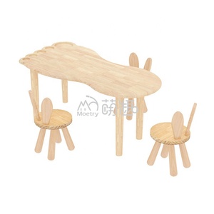 Moetry – Table à empreinte pour enfants, chaise de <span class=keywords><strong>lapin</strong></span>, ensemble de chaise de Table en bois, en bois massif - Product Image 1