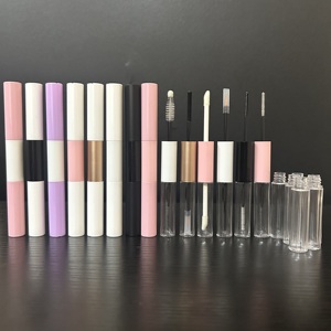 ISMAN Tubetti Lucidalabbra Rotondi a Doppia Estremità Oro Rosa Nero Rosa, Contenitore Vuoto 2 in 1 per Mascara e Lucidalabbra 10ml - Product Image 1