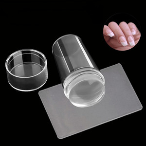 Tampon à ongles professionnel transparent en silicone <span class=keywords><strong>de</strong></span> 2,8 cm avec raclette, outils d'impression pour manucure DIY - Product Image 1