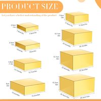 Geelin Lot de 8 Supports en Acrylique Poli en Forme de Cube avec Fond Creux pour Présentation d'Aliments et de Bijoux 8 Tailles (Or Plat)