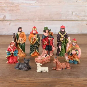 Christmas nativity decoration 10-piece manger religious figure resin decoration handicraft