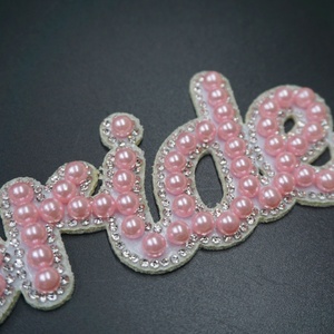 Precio al por mayor muestra gratis Rosa novia DIY parche bordado con cuentas de cristal de diamantes de imitación para decoración de sombrero de boda hecho de resina - Product Image 3