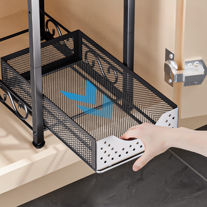 Rack de Collection de bouteilles d'épices en métal noir Pull Out Rack de tiroir de salle de bain <span class=keywords><strong>Panier</strong></span> en maille Organisateur <span class=keywords><strong>coulissant</strong></span> robuste - Product Image 3