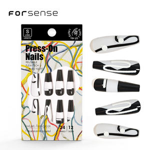 Venta al por mayor pintado a mano abstracto prensa en las <span class=keywords><strong>uñas</strong></span> <span class=keywords><strong>blanco</strong></span> <span class=keywords><strong>rosa</strong></span> Ombre ataúd largo Abs plástico <span class=keywords><strong>uñas</strong></span> postizas personalizadas 3D lujo <span class=keywords><strong>uñas</strong></span> postizas - Product Image 3