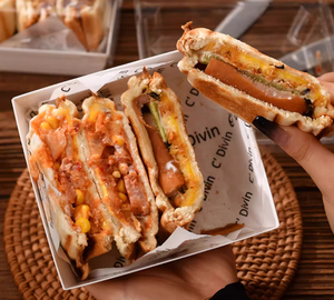 Caja de papel para sándwich transparente personalizada, embalaje de productos horneados, caja para pastel de pan con ventana transparente - Product Image 4