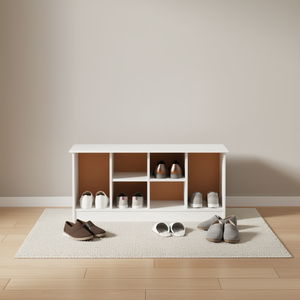 Panca Portascarpe in Legno di Pino Bianco Massiccio 39,4 X 13,8 X 17,7 Pollici, Scarpiera Minimalista Moderna Autoportante per Ingresso e Soggiorno - Product Image 2