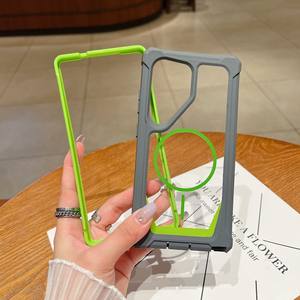 Defender 2 in 1ワイヤレス充電磁気バッククリアアクリルケースサムスンS20プラスS21ウルトラS22 S23 S24 S25ウルトラ - Product Image 4