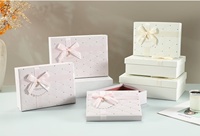 Caja Rectangular de Lujo, Papel Artístico con Patrón en Relieve y Bronceado, Caja Premium de 3 Piezas para Regalo Cosmético con Lazo de Cinta, Caja de Embalaje para Regalo