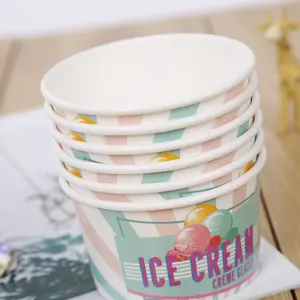 3Oz 5Oz 8Oz Disposable Food Grade Paper Bowl Coated Ice Cream Cup for Coffee Packaged in Carton Offset Printing