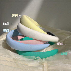 ที่คาดผมฟองน้ำสีมาการองแบนแถบคาดศีรษะสำหรับผู้หญิงที่คาดผมสีสันสดใสเพิ่มความสูงสำหรับออกไปข้างนอกการล้างหน้า - Product Image 1