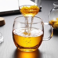Mug à café en verre borosilicate résistant à la chaleur, design minimaliste, avec couvercle PUSH-PULL et infuseur à thé - Vente européenne