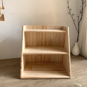 Solid <b>Pine</b> Three Tier Storage Rack Rectangle Standing Type Office Organizer For Shoes Stationery Personal Care Products - Product Image 2