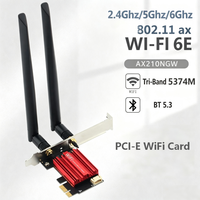 Carte adaptateur sans fil PCI-E AX210NGW Wifi 6E AXE5400 Tri-bande 2.4Ghz/5Ghz/6Ghz Wifi et adaptateur réseau BT 5.3 pour PC