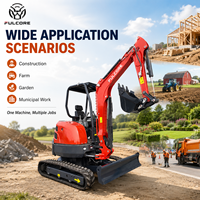 Mini-excavatrice FULCORE en vente directe d'usine, fiable, 3,5 tonnes, pour jardinage, sans cabine