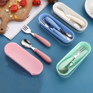 Juego de Cubiertos para Niños al por Mayor, Cuchara, Tenedor, Caja de Almacenamiento, Kit de Vajilla Portátil para Niños - Product Image 2