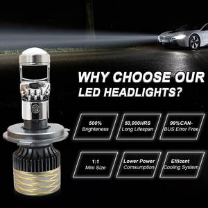 Phare LED A81 60W 10000lm avec mini-lentille, lampe de voiture à puce 3570, H4 12V 6000K, ampoules de projecteur à faisceau haut/bas pour voiture universelle - Product Image 4