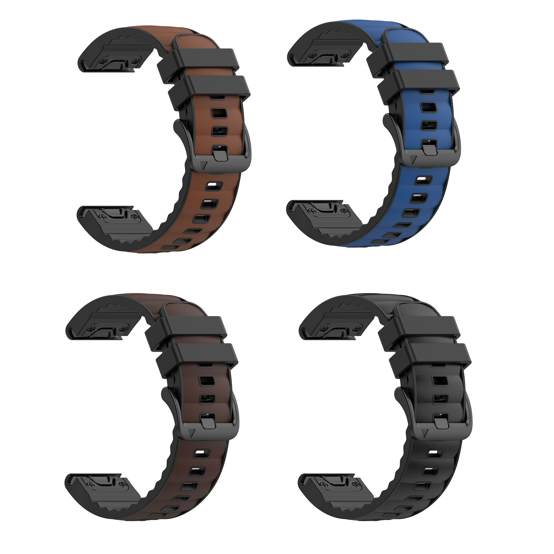 Silicone+leather Strap for Garmin Fenix 8/7/6/5 22mm 26mm Strap Dual Color Sport Watch Band