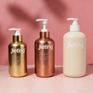 Round PET Plastic <b>Pump</b> <b>Bottles</b> 250ml 300ml 500ml for Shampoo and Conditioner Series Facial Cleansing Oil Detergent Packaging - Product Image 5