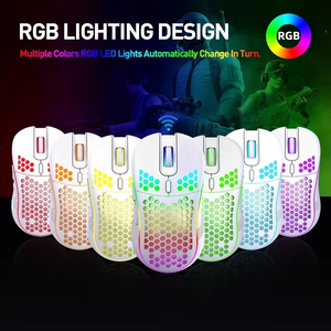 Ratón Inalámbrico Profesional para Juegos, 2400DPI, Recargable, RGB, con Diseño de Panal de Abeja - Product Image 3