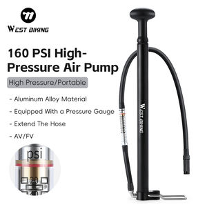WEST BIKING-Bomba de aire para bicicleta de alta presión, <span class=keywords><strong>AV</strong></span>/FV, de aleación de aluminio, con manómetro portátil, 160PSI - Product Image 1