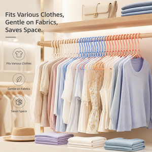 Cintres plats en plastique enduit, PE et métal, antidérapants pour présentation en magasin et rangement domestique, vente en gros - Product Image 4