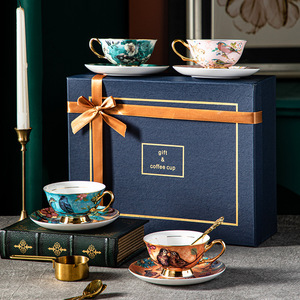 Juego de Té de Porcelana Fina Estick Stream, Taza de Café de Cerámica con Platillo, Diseño Moderno y Minimalista, Regalo de Cumpleaños, Regalo de Lujo para Chicas - Product Image 3