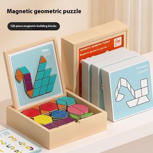 Juguetes educativos <span class=keywords><strong>de</strong></span> escuela <span class=keywords><strong>primaria</strong></span> para niños <span class=keywords><strong>de</strong></span> 3 a 6 años, rompecabezas, bloques <span class=keywords><strong>de</strong></span> construcción geométricos, Tangram magnético, Matemáticas - Product Image 2