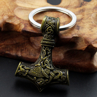 Amulette Métallique Scandinave avec Impression Offset pour Porte-clés, Breloque Marteau Mjolnir Viking