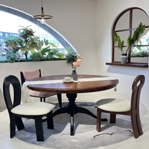 Juego de Mesa y Sillas de Comedor de Madera Maciza, Diseño Moderno y Simple, Rectangular, Base de Soporte Completo, Acabado Mate, Muebles para el Hogar - Product Image 1